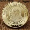 40x3mm Santa Claus متمنيا هدايا العملات الفضية القابلة للتجميع الذهب المطلي بالذهول العملة المعدنية North Pole Collection Gift Merry Christmas Coins
