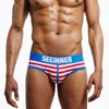 4st Herrunderkläder Herrbyxor med sexigt tryck bulge pouch män bikini jockstrap Låg midja andas homounderkläder i bomull T220816