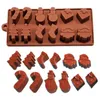 Kerst Siliconen Chocolade MOOLTEN 12 CAVITY CAKE COOKIE Candy Baking Molds voor DIY Xmas Party Bakeware Santa Ice Tray Mold