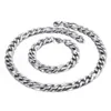 10/12mm bred enorm figaro -länk NK -kedjehalsband armband smycken set rostfritt stål silver guld svart för män kvinnor