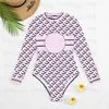 Goddess Printed Womens Swimsuit One Piece Padded Swimwear Long Sleeve Swimsuits Sport Swim Yoga Bodysuit