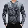 Chinese style personality dragon pattern printing fashion long sleeve shirt Autumn quality gold velvet men shirt M-XXXL 220516