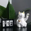 수지 조각 럭키 고양이 동상 장식 패션 현대 가정 장식 조각상 선물 데스크탑 가구 홈 액세서리 장식품 220628