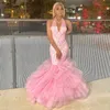 Różowa syrena koronkowa sukienki na bal mat