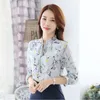 Camisas florales Ventas Moda Blusas de mujer Slim Three Qurter Lantern Sleeve Bow Tied Casual Camisa S-3XL