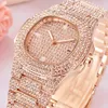Montre-bracelets Rose Gold Watch Women's Calendar Set avec Diamond Steel Band Bracelet Quartz Watchwristwatches