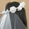 Decoração de festa Coroa de flor de rosa branca noiva para ser Bachelorette Véil Boho Gifts Decorações de casamento de chuveiro de noiva DIY favores8508524