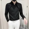 Chemises décontractées pour hommes Paillettes Chemise Homme De Luxe Mode À Manches Longues Discothèque Chemisier Hommes Fête De Bal Noir Blanc Hommes Smoking StreetwearMen