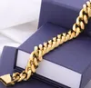 14k Golden Hip Hop Fashion Chains Men's Domineering 14mm Smooth Button Cuban Chain 8 Inches Armband