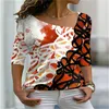 체육관 의류 통기성 슬림 여성 승화 레트로 V- 넥 고품질 3D 프린팅 패턴 바닥 최고의 패션 티셔츠
