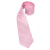 Boogbladen hi-tie stropdas ketting luxe roze design mode heren hanky manchetingen set cadeau voor mannen zakelijke stropdassen 100% zijden bruiloftbow enek22