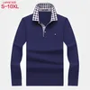 Fashion Men's Long Sleeve Polo T-shirt Men's Middle-Aged Business Leisure Polo Brand Men's Solid Color Paul Shirt Top 220402