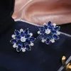 sun flower luxury diamond designer stud earrings cz zircon shining crystal OL sweet elegant earings earring ear rings for womem girl gift