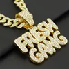 Hänghalsband Hip Hop Crystal Fresh Gang Halsband med isad ut bling 13mm bredd Miami kubansk kedja för män mode charm isy juvelrypend