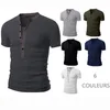 T-shirt da uomo T-shirt arrivo Uomo T Homme 2022 Moda estiva Scollo a V Manica corta Henley Stile europeo 6 colori Taglia M-XXL Uomo Uomo Uomo