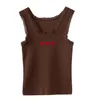 PUWD Sweet Girls Cuore Ricamo Slim Tank Summer Fashion Ladies Lace Splicing Short Top Donna Streetwear Chic Tees 220316