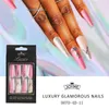 30 pçs/caixa Longo Ballet Unhas Falsas Pontas à prova d'água Sem Costura Adesivo Sem Rastro Unhas Postiças Macio Reutilizável Nail Art Manicure Ferramentas