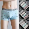 Mutande 4Pcs Stampa Biancheria intima da uomo Boxer Pantaloncini Transpatent Borsa traspirante Mutandine maschili Boxer 2022 Estate EstUnderpants