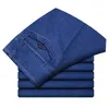 Rozmiar 30-45 Mężczyźni Dżinsy Classic Mężczyzna Stretch Plus Baggy Proste Dżinsowe Spodnie Bawełniane Niebieski Praca 220328