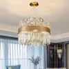 Nouveau rond créatif lustre en cristal lampes or fleurs LED éclairage Base lampes de suspension de luxe pour salon salle à manger chambre