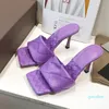 Sandals Woven women slippers square mules Ladies Wedding high heels shoes 2022