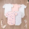 2022 여름 5pcs / lot 세트 신생아 면화 6-24m 아기 옷 소녀 반바지 소년 Bodysuits 여자 jumpsuit 아이 의류 세트