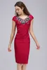 Elegant Sheath Vintage Dress 50s 60s Retro for Women Navy Red Floral Neck Bandage Midi Party Dresses FS1091 FS0009 FS0018 FS1393