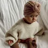 아기 모자 솔리드 컬러 와플 모자 큰 bowknot 여자 도넛 터번 노트 머리 랩 아이 bonnet beanie 태어난 사진 소품 ba8054