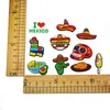 50pcs/set mexicano street milho taco série de taco padrão croc jibz 2d macio pvc sapatos acessórios cotalhos de sapatos de entupimento Decorações de fivelas de fivelas