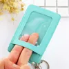 Card Holders Color ID Holder Portable Bus Cards Cover Case Office Work Keychain Keyring Tool 3 Slots Wallet BagCard