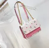 Fashion Pink-White Maiden Shoulder Bag Sweet Flower Printing Chain Bag Designer Women Advanced Atmosphere Leather Messenger Bags