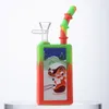 Xmas 14mm fêmea articulação articulada Beverage Garrafa PERC Mini pequenas plataformas Dab Rig Silicone Bongs com estilo de Natal de tigela WP21123