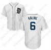 6 Al Kaline Baseball Wear Jersey 1968 Cooperstown Gris Crème Hall Of Fame Patch blanc maillots pour hommes