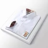 Camisa Masculina Moda Mangas Compridas Tops Camisa de negócios de colarinho duplo Camisas sociais masculinas Magras Homens #38 tamanho