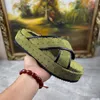 Designer tofflor Fashion Platform Slides Canvas Brodery Logo Women Man Thick Sole Sandals With Original Box och etikettstorlek 35-46