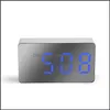 Masa Masası Saatleri Ev Dekoru Bahçe Dijital Saat Mini MTifonksiyonel LED Elektrikli Alarm Ayna Yüzeyi Yatak Odası GR5 Bırak Teslimat 2021