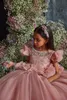 Girl's Dresses Toddler Pageant Special Occasion Gowns Beaded Open Back Flower Girl For Weddings Ruffles Long Sweep Tulle Vestidos DeGirl's
