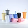 Precio más bajo de 16 oz Vuelbador de color mate de color ancho de plástico ancho acrílico con tapa y paja doble pared tazas reutilizables 22 oz Freight Ocean Freight