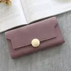 Mode portefeuille femmes Long métal moraillon en cuir mat porte-monnaie porte-carte femme multifonction embrayage téléphone sac pince à billets