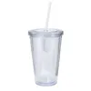 16oz de copos de pl￡stico com parede dupla acr￭lica clara de suco de suco de suco com tampa e caneca de caneca de palha DIY canecas transparentes FY5391 SS1105