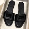 22ss Dam sommarsandaler tofflor häl F-Baguette Baguette Slides Sandal äkta läder lyxiga designerskor 35-41 box