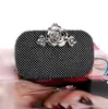 Evening Bags Rhinestones Women Bag Small Female Party Flower Metal Day Clutch Silver/Gold/Black Crystal Wedding Handbags YM1055Evening