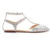 Dress Shoes Shining Sequined Flat Sandals Summer Est Peep Toe Silver Glitters Straps T-straps Bling Wedding ShoesDress