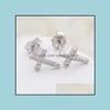 Boucles d'Oreilles Bijoux Top Grade Sier Fille Cristal Croix Pour La Fête De Mariage De Mode En Gros - Drop Delivery 2021 24Jxk