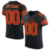 Custom Black Red-White Mesh Authentic Football Jersey 3424