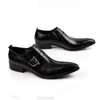 Jurk Designer Men Zwart Leather Pointed Teen Flats Cowhide Buckle Office Wedding Party Shoes Da
