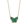 2022 New Green White Shell Double Side Pendant Necklaces for Women 18K Gold Sweet Butterfly Luxury Designer Choker Necklace Jewelr3016139