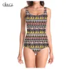 Est Bohemian Tribal Totem 3D Print Girls Onepiece Swimming Bathing Strandkläder ärmlös Sexig baddräkt 220617