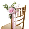 Decorative Flowers & Wreaths Chair Back Flower Outdoor Wedding Decoration Artificial With Chiffon Ribbons Festive Supplies Pography PropsDec