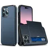 Tarjeta de crédito deslizante 2-en-1 Case de cajas de teléfono anti-caída para iPhone 14 Pro Max 13 12 11 XR XS 6 7 8 Plus Casas de ranura de tarjetas posteriores de iPhone14